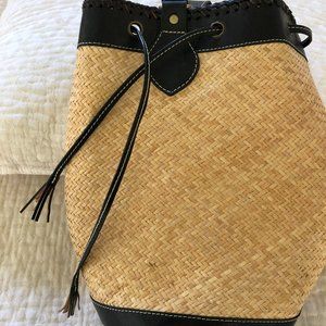 Straw and Leather Convertible Backpack